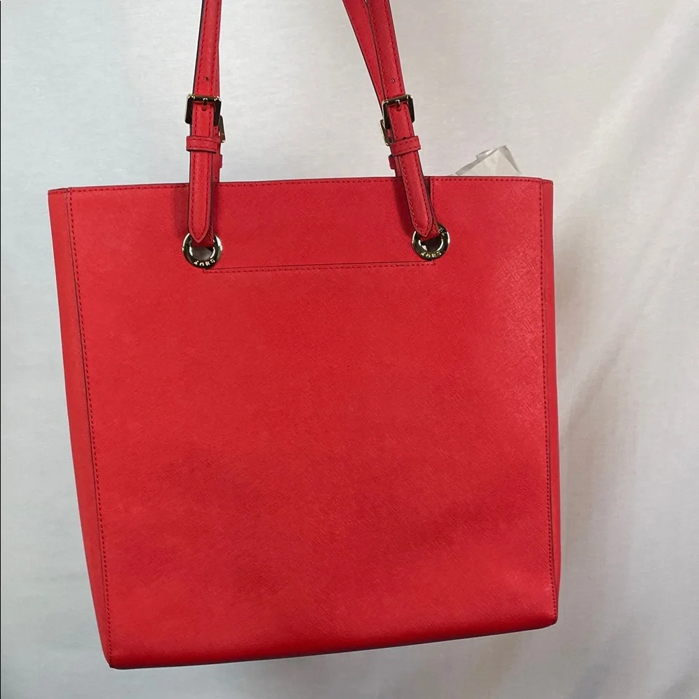 Michael Kors Vibrant cherry Red Tote gold hardware large purse